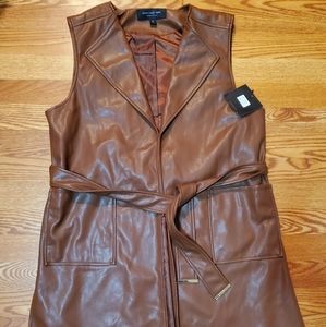 NEW MARC NEW YORK FAUX LEATHER COGNAC VEST